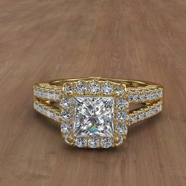 1.35ct Princess Cut Diamond Gold Engagement Ring - 01US94